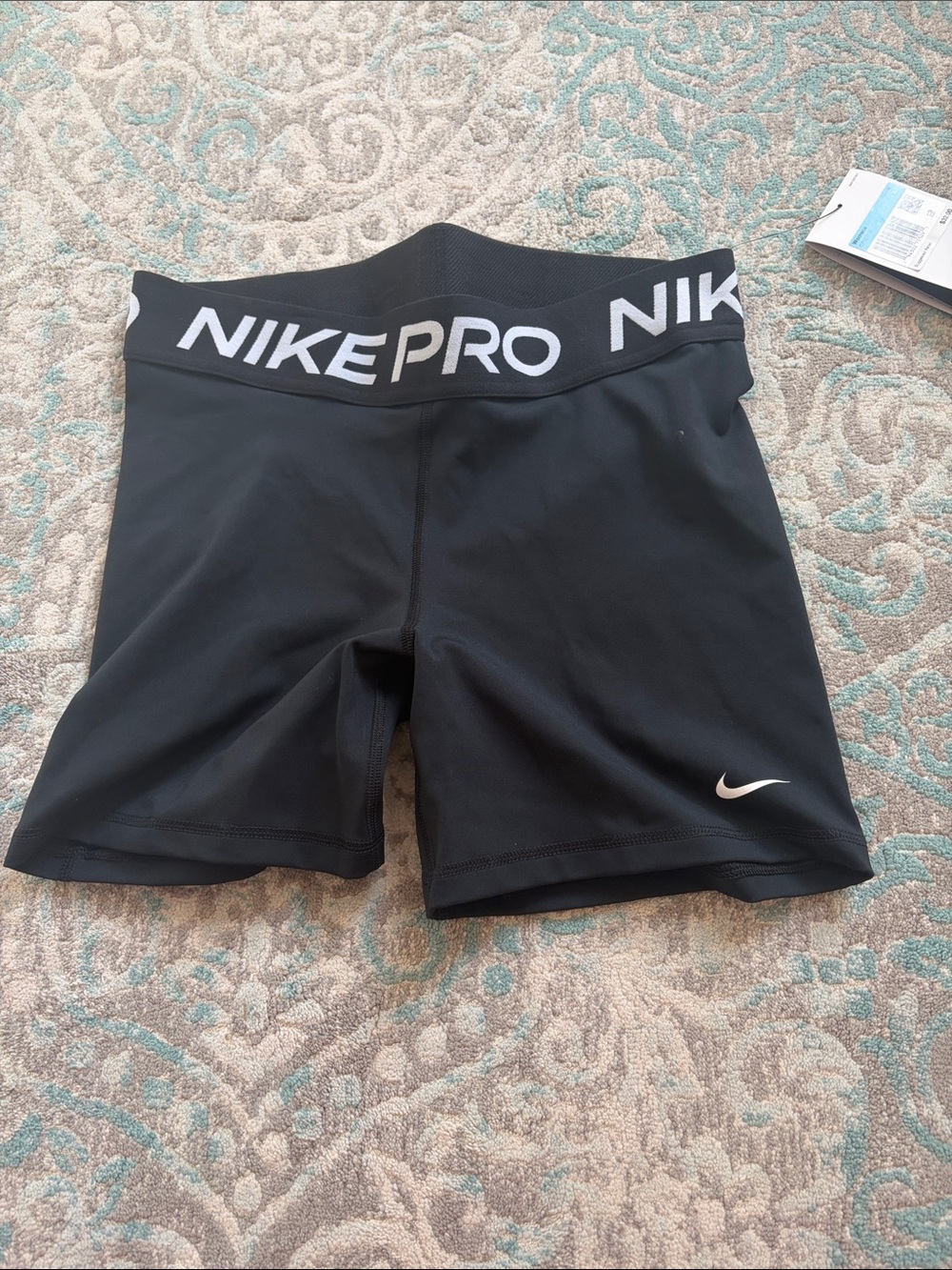 Nike Black Pro Compression Bike Shorts with White Swoosh